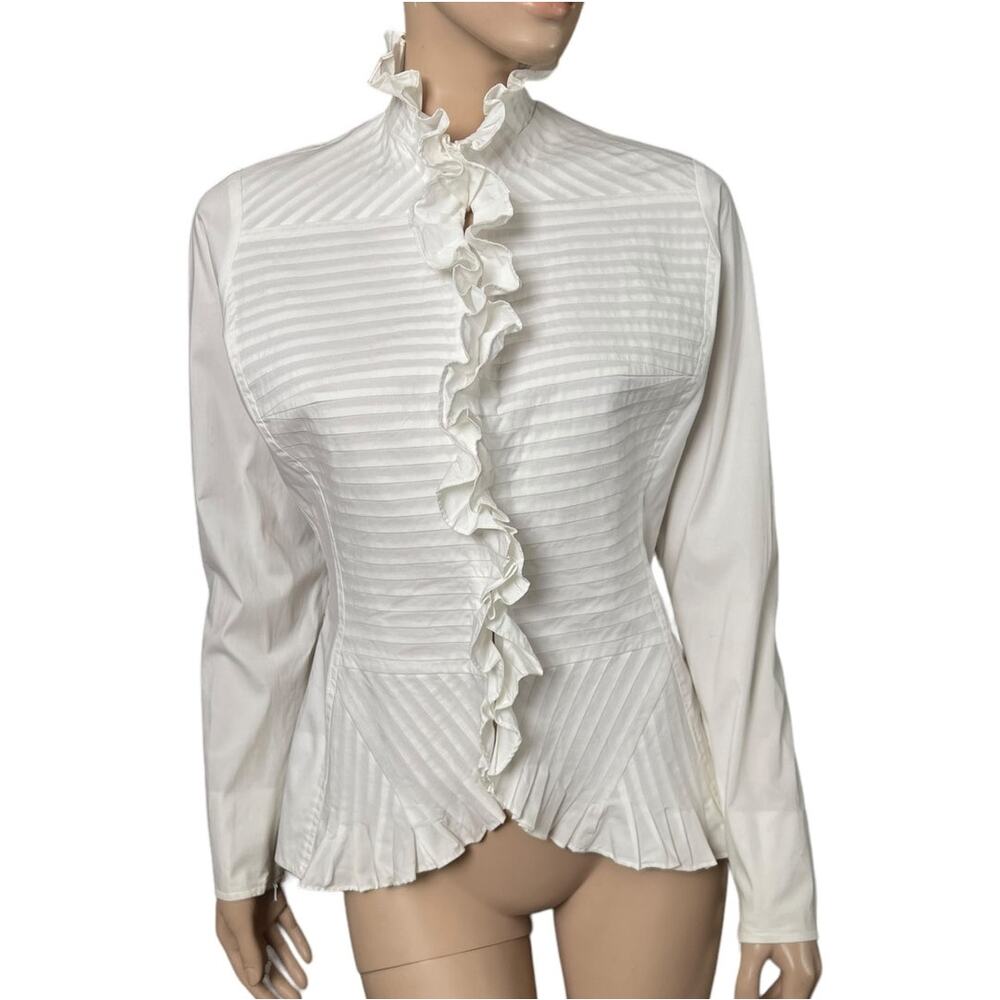 Byron Lars Beauty Mark Classic Shirt Size M Cotton Spandex Blend Long Sleeves